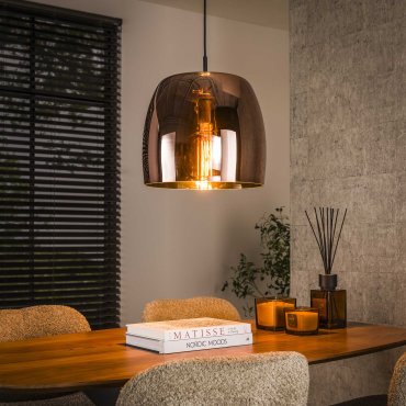 Vico Drift Glass - hanglamp - Ø 35 x 150 cm - koper