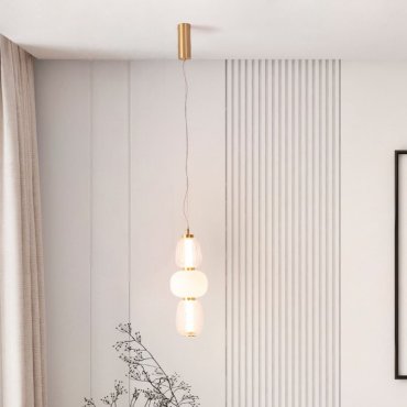Nova Luce Movil - hanglamp - Ø 17 x 120 cm - 28W dimbare LED incl. - goud, helder en opaal