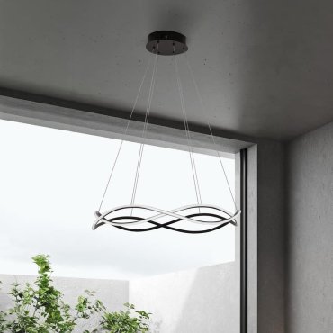 Nova Luce Jinal - hanglamp - Ø 80 x 120 cm - 57W dimbare LED incl. - zandzwart