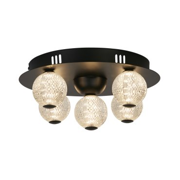 Searchlight Asteroid - plafondlamp - Ø 33 x 16 cm - 21W dimbare LED incl. - zwart
