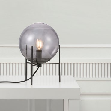 Nordlux Alton - tafellamp - Ø 20 x 29 cm - zwart en gerookt glas