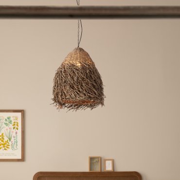 Nova Luce Hay - hanglamp - Ø 61 x 200 cm - natuurlijk zeegras en zwart
