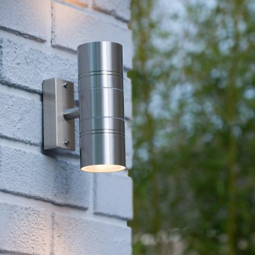 Lucide Arne 2 - wandverlichting - 6,3 x 12 x 17 cm - 2 x 5W LED incl. - IP44 - satijn chroom