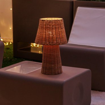 New Garden Lola 40 - tafellamp - Ø 15 x 38 cm - IP54 - rotan