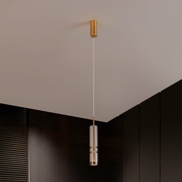 Nova Luce Bento - hanglamp - Ø 8 x 180 cm - 12W LED incl. - messing goud en cognacglas
