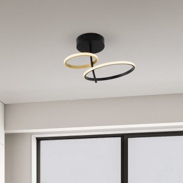 Nova Luce Imar - plafondlamp - Ø 51 x 29 cm - 30W dimbare LED incl. - zandzwart en goud