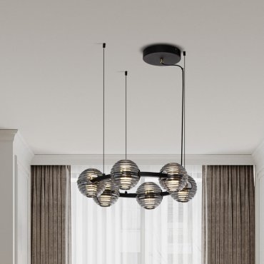 Nova Luce Las - hanglamp - Ø 63 x 160 cm - 60W dimbare LED incl. - zandzwart, goud en rokerig grijs