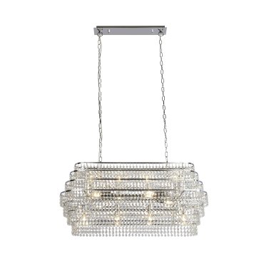 Searchlight Rene - hanglamp - 90 x 30 x 143 cm - chroom en transparant