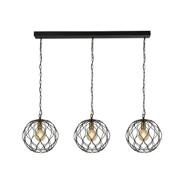 Searchlight Finesse - hanglamp - 95 x 25 x 80 cm - zwart en goud
