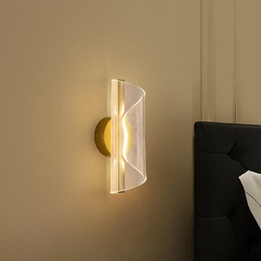 Nova Luce Valentin - wandlamp - 13 x 31 x 11 cm - 9W LED incl. - messing goud