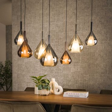 Vico Wings Mix Glass - hanglamp - 120 x 40 x 150 cm - zwart