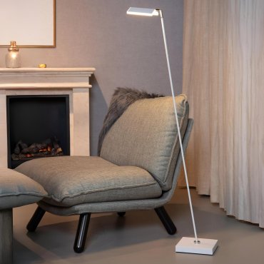 Lucide Aaron - vloerlamp - 20 x 20 x 134 cm - 10W dim to warm LED incl. - wit