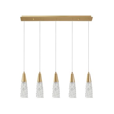 Nova Luce Kovac - hanglamp - 80 x 10 x 180 cm - geborsteld goud en transparant
