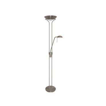 Searchlight Mother &amp; Child - staanlamp met dubbele dimmer - 180 cm - satijn zilver