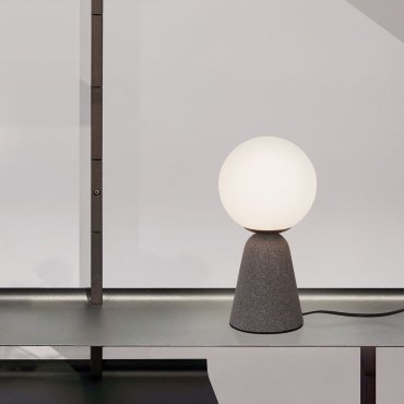 Nova Luce Zero - tafellamp - Ø 10 x 20 cm - grijs en opaal