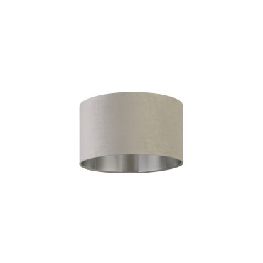 Searchlight Drum Shade - lampenkap - Ø 38 x 22 cm - lichtgrijs en geborsteld zilver