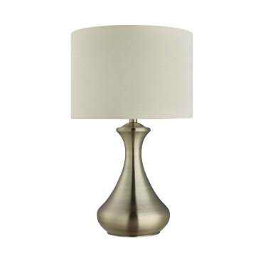 Searchlight Touch - tafellamp - Ø 24 x 40 cm - 3 stappen dimbaar - antiek messing en crème