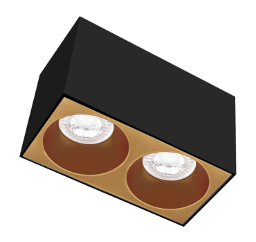 Century Italia Essenza Cube - opbouwspot 2L - 16 x 8 x 9,8 cm - goud en zwart