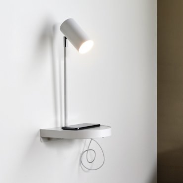 Nordlux Cody - wandlamp met schakelaar en USB-poort - 20 x 20 x 42,9 cm - wit