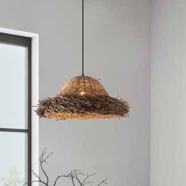 Nova Luce Natu - hanglamp - Ø 65 x 200 cm - natuurlijk zeegras en zwart