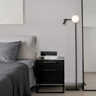 Nova Luce Joline - staanlamp - 150 cm - 6W + 3W LED incl. - zand zwart en opaal wit