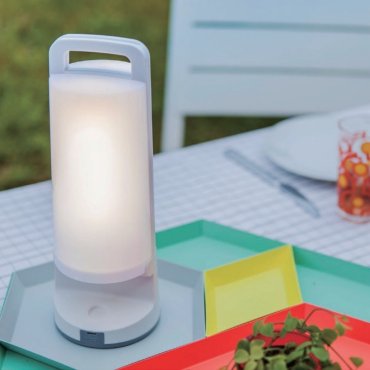 Lutec Dragonfly - draagbare zonnelamp met USB-poort - Ø 10 x 28 cm - 3 stappen dimmer - 1,2W LED incl. - IP54 - wit