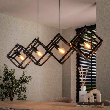 Vico Cube - hanglamp - 150 x 35 x 150 cm - houtskool