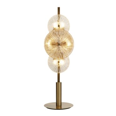 Searchlight Wagon - tafellamp - Ø 20 x 66 cm - goud, transparant en amber
