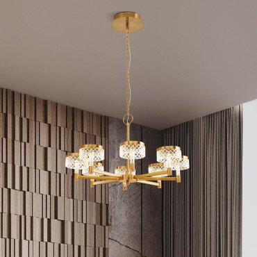 Nova Luce Bion - hanglamp - Ø 80,7 x 150 cm - 48W LED incl. - messing goud