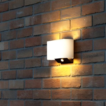 Nordlux Piola - buiten wandlamp met sensor op zonne-energie - 25,6 x 10,4 x 15,7 cm - 6W LED incl. - IP65 - wit en zwart