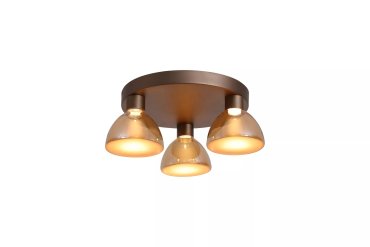 Searchlight Cannes - plafondlamp - Ø 47 x 17,1 cm - 21W dimbare LED incl. - koffiebruin en amber