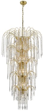 Searchlight Waterfall - luster - Ø 58 x 264 cm - goud en transparant