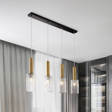 Nova Luce Certa - hanglamp - 90 x 120 x 12,5 cm - helder glas, messing goud en zwart