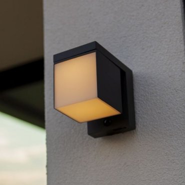 Lutec Prima - buiten wandlamp op zonne-energie met sensor - 10 x 13,5 x 16 cm - 9,5W LED incl. - IP44 - donker grijs