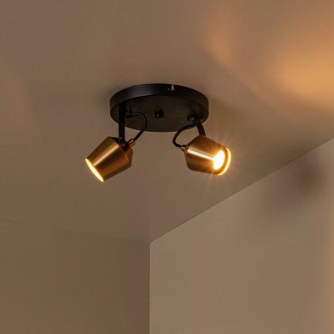 Lucide Emile - opbouwspot 2L - Ø 20 x 17,5 cm - mat goud en zwart