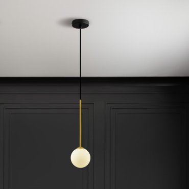 Nova Luce Savoy - hanglamp - Ø 11 x 163 cm - satijn goud, mat zwart en wit opaal