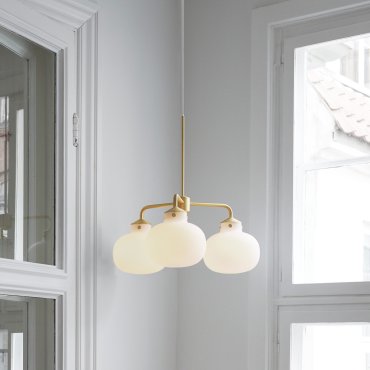 Design for the People Raito 3-Arm - hanglamp - Ø 57 x 62,4 cm - wit en messing