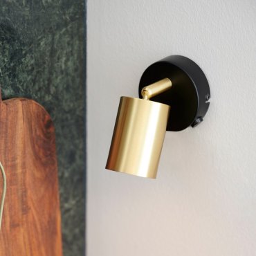 Nordlux Explore - wandlamp met schakelaar -  Ø 8 x 14,5 cm - goud met zwart