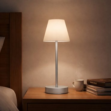 New Garden Lola Slim 30 - oplaadbare tafellamp met touch dimmer - Ø 11 x 32 cm - 1,9W dimbare LED incl. - IP44 - grijs - witte lichtkleur
