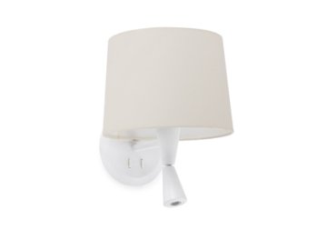 Faro Conga - wandverlichting - 21,5 x 19 x 17,3 cm - 3W LED incl. - mat wit en beige