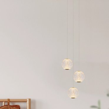 Lucide Cintra - hanglamp - 11 x 25 x 150 cm - 3 x 4,7W LED incl. - transparant en goud