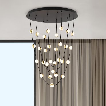 Nova Luce Alcinoe - hanglamp - Ø 84 x 120 cm - 102W dimbare LED incl. - mat zwart en goud
