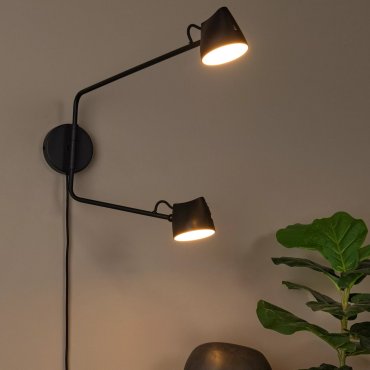 Lucide Milne - wandlamp - 35 x 8 x 54 cm - 2 x 8W LED incl. - zwart