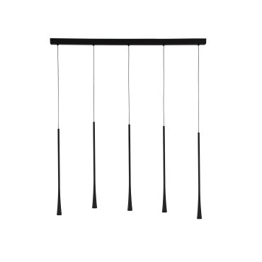Nova Luce Goccio - hanglamp - 110 x 4,5 x 160 cm - 5 x 7W LED incl. - zwart