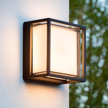 Lucide Singa Led - wandlamp buiten - 17 x 17 x 10 cm - 10W LED incl. - IP54 - zwart
