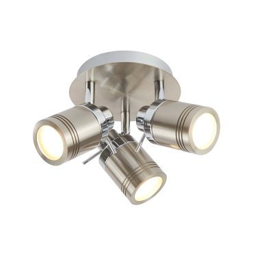 TWEEDEKANS - Searchlight Samson - opbouwspot 3L - Ø 28 x 16 cm - IP44 - satijn zilver