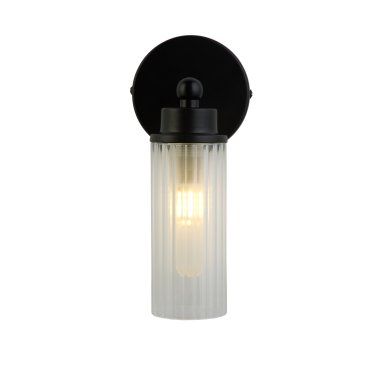 Searchlight Imperial - wandlamp - 10 x 22 cm - IP44 - mat zwart en transparant