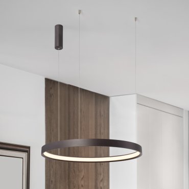 Nova Luce Perrine - hanglamp - Ø 60 x 150 cm - 40W dimbare LED incl. - geborsteld koffiebruin