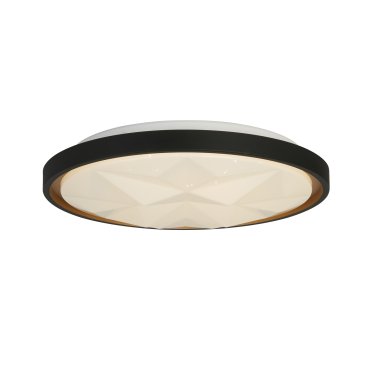Searchlight Satellite - plafondverlichting met afstandsbediening - Ø 42 x 6 cm - 24W dimbare LED incl. - zwart en goud
