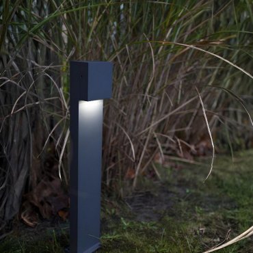 Lutec Gemini XF -  tuinpaal - 9,2 x 11 x 65 cm - 9,5W LED incl. - donkergrijs - wit